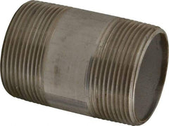 Merit Brass - Schedule 40, 2-1/2" Pipe x 4" Long, Grade 316/316L Stainless Steel Pipe Nipple - Welded & Threaded - Exact Tool & Supply