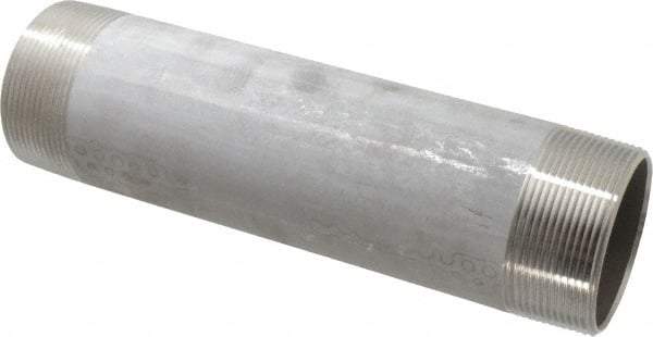 Merit Brass - Schedule 40, 3" Pipe x 12" Long, Grade 316/316L Stainless Steel Pipe Nipple - Welded & Threaded - Exact Tool & Supply