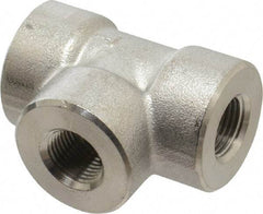 Merit Brass - 3/8" Grade 316/316L Stainless Steel Pipe Tee - FNPT x FNPT x FNPT End Connections, 3,000 psi - Exact Tool & Supply