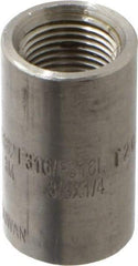 Merit Brass - 3/8 x 1/4" Grade 316/316L Stainless Steel Pipe Reducer Coupling - FNPT x FNPT End Connections, 3,000 psi - Exact Tool & Supply