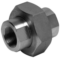 Merit Brass - 1/8" Grade 304/304L Stainless Steel Pipe Union - FNPT x FNPT End Connections, 3,000 psi - Exact Tool & Supply