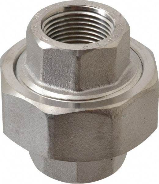 Value Collection - 3/4" Grade 316/316L Stainless Steel Pipe Union - FNPT x FNPT End Connections, 3,000 psi - Exact Tool & Supply