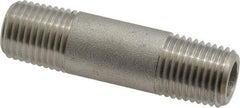 Merit Brass - Schedule 80, 1/4" Pipe x 2" Long, Grade 316/316L Stainless Steel Pipe Nipple - Seamless & Threaded - Exact Tool & Supply