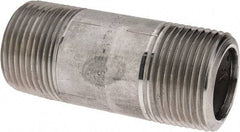 Merit Brass - Schedule 80, 1" Pipe x 3" Long, Grade 316/316L Stainless Steel Pipe Nipple - Seamless & Threaded - Exact Tool & Supply