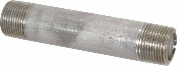 Merit Brass - Schedule 80, 1" Pipe x 6" Long, Grade 316/316L Stainless Steel Pipe Nipple - Seamless & Threaded - Exact Tool & Supply
