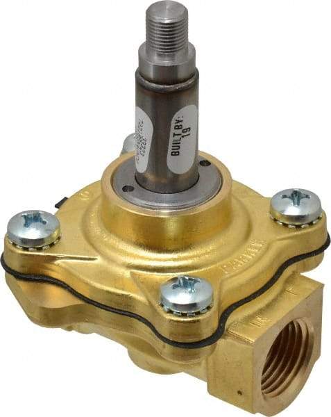 Parker - 1/2" Port, Brass Solenoid Valve - Closed, NBR Seal - Exact Tool & Supply