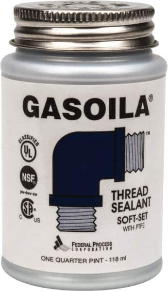 Federal Process - 1/4 Pt Brush Top Can Blue/Green Easy Seal Applicator with Gasoila Soft-Set - 600°F Max Working Temp - Exact Tool & Supply
