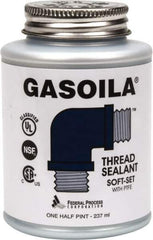 Federal Process - 1/2 Pt Brush Top Can Blue/Green Easy Seal Applicator with Gasoila Soft-Set - 600°F Max Working Temp - Exact Tool & Supply
