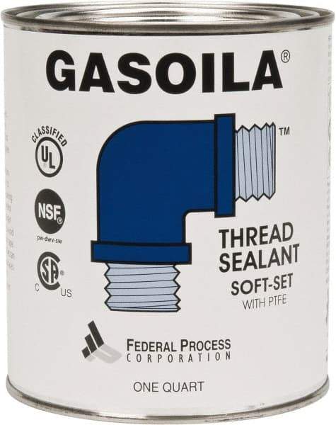 Federal Process - 1 Qt Flat Top Can Blue/Green Easy Seal Applicator with Gasoila Soft-Set - 600°F Max Working Temp - Exact Tool & Supply