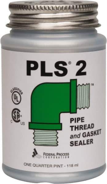Federal Process - 1/4 Pt Brush Top Can Gray Federal PLS-2 Premium Thread & Gasket Sealant - 600°F Max Working Temp - Exact Tool & Supply