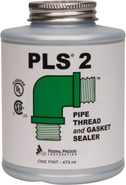 Federal Process - 1 Pt Brush Top Can Gray Federal PLS-2 Premium Thread & Gasket Sealant - 600°F Max Working Temp - Exact Tool & Supply