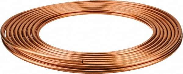 Mueller Industries - 50' Long, 1/4" OD x 0.19" ID, Copper Seamless Tube - 0.03" Wall Thickness - Exact Tool & Supply