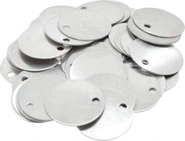 C.H. Hanson - 1-1/2 Inch Diameter, Round, Aluminum Blank Metal Tag - Blank, 50 Pieces - Exact Tool & Supply