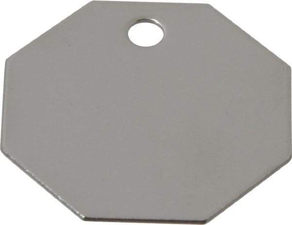 C.H. Hanson - 1-1/2 Inch Diameter, Octagonal, Stainless Steel Blank Metal Tag - Blank, 25 Pieces - Exact Tool & Supply