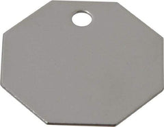 C.H. Hanson - 1-1/2 Inch Diameter, Octagonal, Stainless Steel Blank Metal Tag - Blank, 25 Pieces - Exact Tool & Supply
