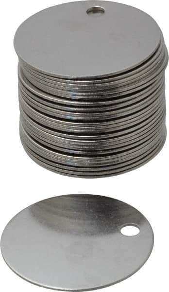 C.H. Hanson - 1-1/2 Inch Diameter, Round, Stainless Steel Blank Metal Tag - Blank, 25 Pieces - Exact Tool & Supply