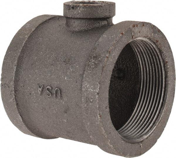 Made in USA - Size 2 x 2 x 1/2", Class 150, Malleable Iron Black Pipe Reducing Tee - 300 psi, Threaded End Connection - Exact Tool & Supply