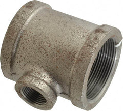 Made in USA - Size 2 x 2 x 3/4", Class 150, Malleable Iron Black Pipe Reducing Tee - 300 psi, Threaded End Connection - Exact Tool & Supply