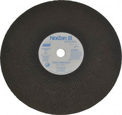 Norton - 14" 24 Grit Zirconia Alumina Cutoff Wheel - 1/8" Thick, 1" Arbor, 5,400 Max RPM, Use with Electric & Gas Powered Saws - Exact Tool & Supply