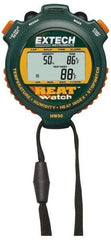Extech - Digital Thermometer Stopwatch Clock - 8 Functions, 1/100 Sec Resolution, Green - Exact Tool & Supply