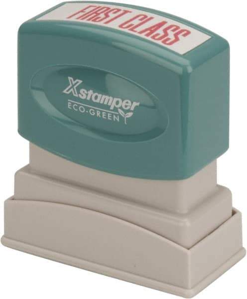Value Collection - First Class, Red Pre-Inked Stamp - 1/2 Inch Wide x 1-5/8 Inch Long - Exact Tool & Supply