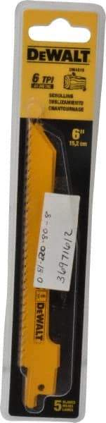 DeWALT - 6" Long x 3/4" Thick, Bi-Metal Reciprocating Saw Blade - Scroll Profile, 6 TPI, Toothed Edge, Universal Shank - Exact Tool & Supply