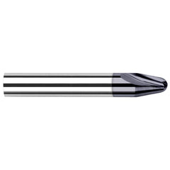 Harvey Tool - 15° per Side 0.04" Small End Diam 0.176" LOC 2-Flute Solid Carbide Tapered Ball End Mill - Exact Tool & Supply