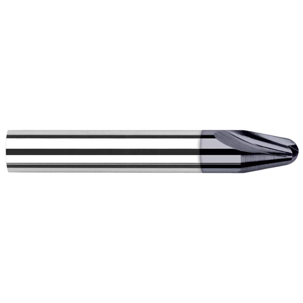 Harvey Tool - 10° per Side 0.05" Small End Diam 0.235" LOC 2-Flute Solid Carbide Tapered Ball End Mill - Exact Tool & Supply