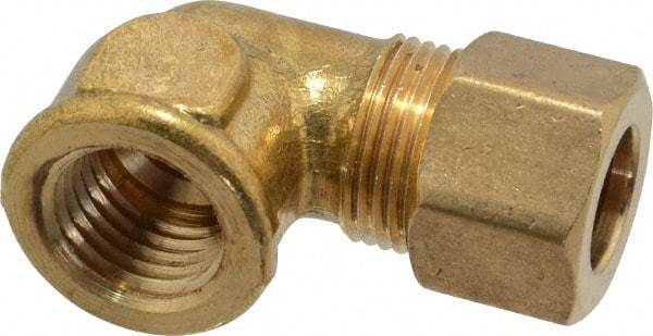 Cerro - 3/8" OD, Brass Female Elbow - Comp x FNPT Ends - Exact Tool & Supply