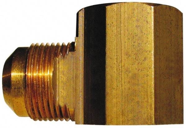 Cerro - 3/8" Tube OD, 45° Brass Flared Tube Female Elbow - 1/2 Flare x FIP Ends - Exact Tool & Supply