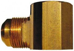 Cerro - 3/8" Tube OD, 45° Brass Flared Tube Female Elbow - 1/2 Flare x FIP Ends - Exact Tool & Supply
