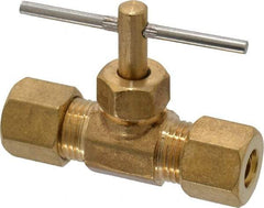 Cerro - 1/4" Pipe, Inline Needle Valve - Compression x Compression Ends, Brass Valve, 150 Max psi - Exact Tool & Supply