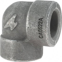 Made in USA - Size 1-1/2", Class 3,000, Forged Carbon Steel Black Pipe 90° Elbow - 925 psi, Threaded End Connection - Exact Tool & Supply