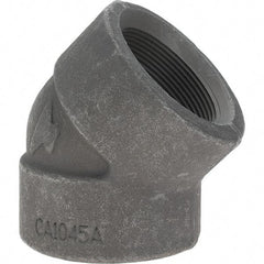 Made in USA - Size 2", Class 3,000, Forged Carbon Steel Black Pipe 45° Elbow - 925 psi, Threaded End Connection - Exact Tool & Supply