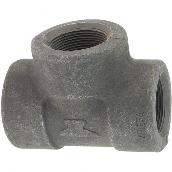 Made in USA - Size 1-1/2", Class 3,000, Forged Carbon Steel Black Pipe Tee - 925 psi, Threaded End Connection - Exact Tool & Supply