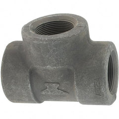 Made in USA - Size 1-1/2", Class 3,000, Forged Carbon Steel Black Pipe Tee - 925 psi, Threaded End Connection - Exact Tool & Supply