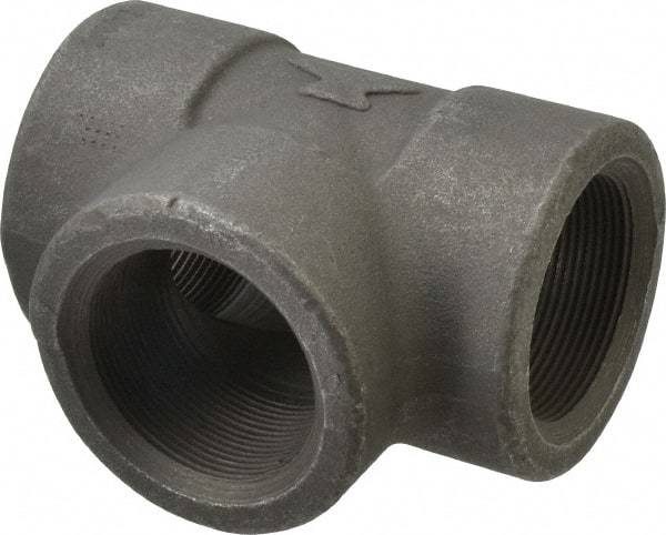 Made in USA - Size 2", Class 3,000, Forged Carbon Steel Black Pipe Tee - 925 psi, Threaded End Connection - Exact Tool & Supply