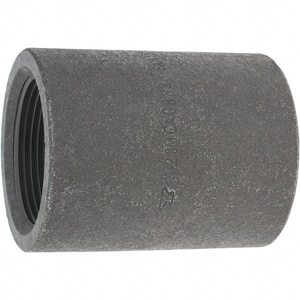 Made in USA - Size 1-1/2", Class 3,000, Forged Carbon Steel Black Pipe Coupling - 925 psi, Threaded End Connection - Exact Tool & Supply