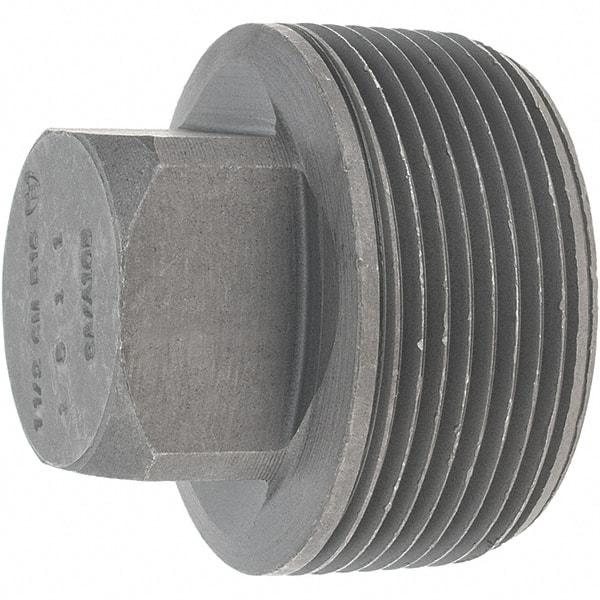 Made in USA - Size 1-1/2", Class 3,000, Forged Carbon Steel Black Pipe Square Plug - 925 psi, Threaded End Connection - Exact Tool & Supply