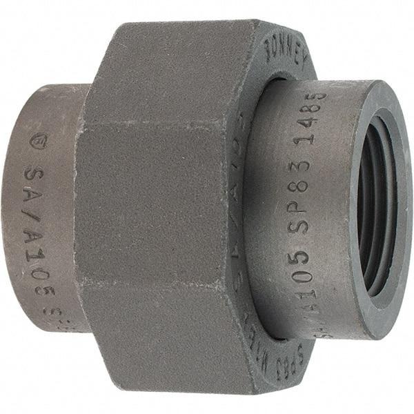 Made in USA - Size 1", Class 3,000, Forged Carbon Steel Black Pipe Union - 925 psi, Threaded End Connection - Exact Tool & Supply