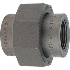 Made in USA - Size 1", Class 3,000, Forged Carbon Steel Black Pipe Union - 925 psi, Threaded End Connection - Exact Tool & Supply