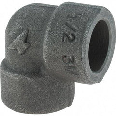 Made in USA - Size 1/2", Class 3,000, Forged Carbon Steel Black Pipe 90° Elbow - 925 psi, Socket Weld End Connection - Exact Tool & Supply