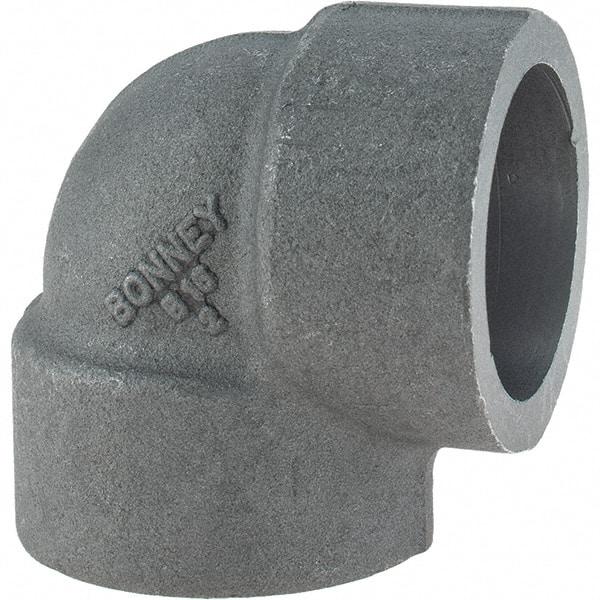 Made in USA - Size 1-1/4", Class 3,000, Forged Carbon Steel Black Pipe 90° Elbow - 925 psi, Socket Weld End Connection - Exact Tool & Supply