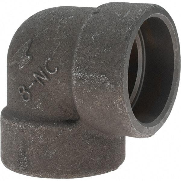 Made in USA - Size 2", Class 3,000, Forged Carbon Steel Black Pipe 90° Elbow - 925 psi, Socket Weld End Connection - Exact Tool & Supply