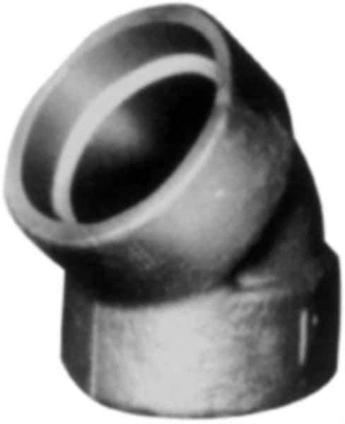 Made in USA - Size 1", Class 3,000, Forged Carbon Steel Black Pipe 45° Elbow - 925 psi, Socket Weld End Connection - Exact Tool & Supply