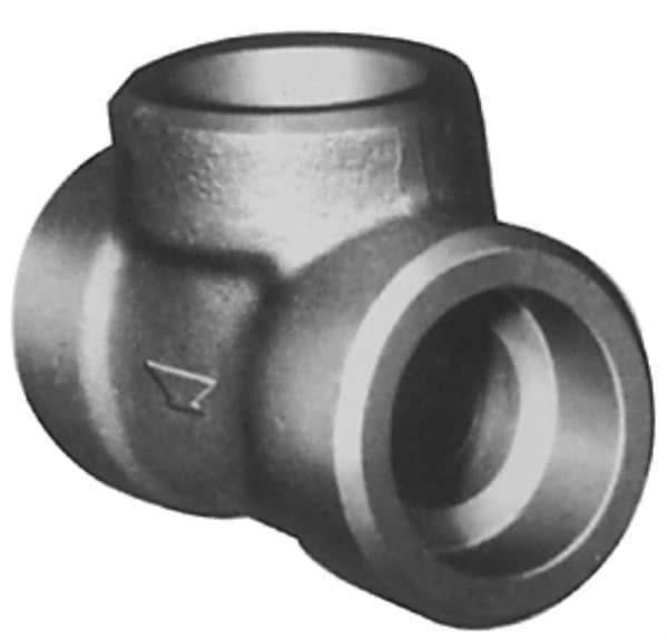 Made in USA - Size 1-1/4", Class 3,000, Forged Carbon Steel Black Pipe Tee - 925 psi, Socket Weld End Connection - Exact Tool & Supply