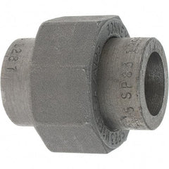 Made in USA - Size 1/2", Class 3,000, Forged Carbon Steel Black Pipe Union - 925 psi, Socket Weld End Connection - Exact Tool & Supply