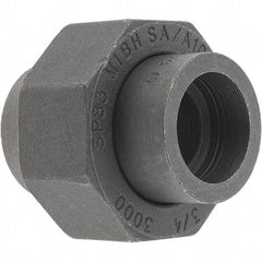 Made in USA - Size 3/4", Class 3,000, Forged Carbon Steel Black Pipe Union - 925 psi, Socket Weld End Connection - Exact Tool & Supply