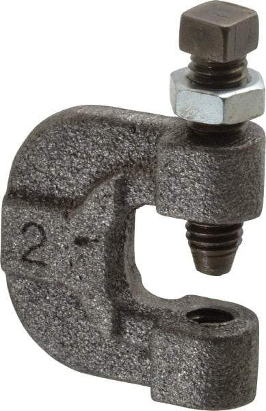 Made in USA - 3/4" Max Flange Thickness, 3/8" Rod C-Clamp with Locknut - 400 Lb Capacity, Ductile Iron - Exact Tool & Supply