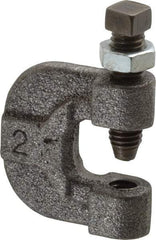 Made in USA - 3/4" Max Flange Thickness, 3/8" Rod C-Clamp with Locknut - 400 Lb Capacity, Ductile Iron - Exact Tool & Supply